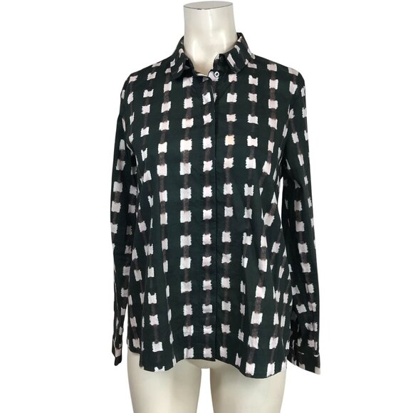 COS - WOMEN'S 36 - BLACK/WHITE CHECK LONG SLEEVE BUTTON COLLARED UP SHIRT - Picture 1 of 8